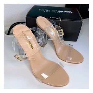 Fashion Nova Clear Strap Chunky Heeled Sandals